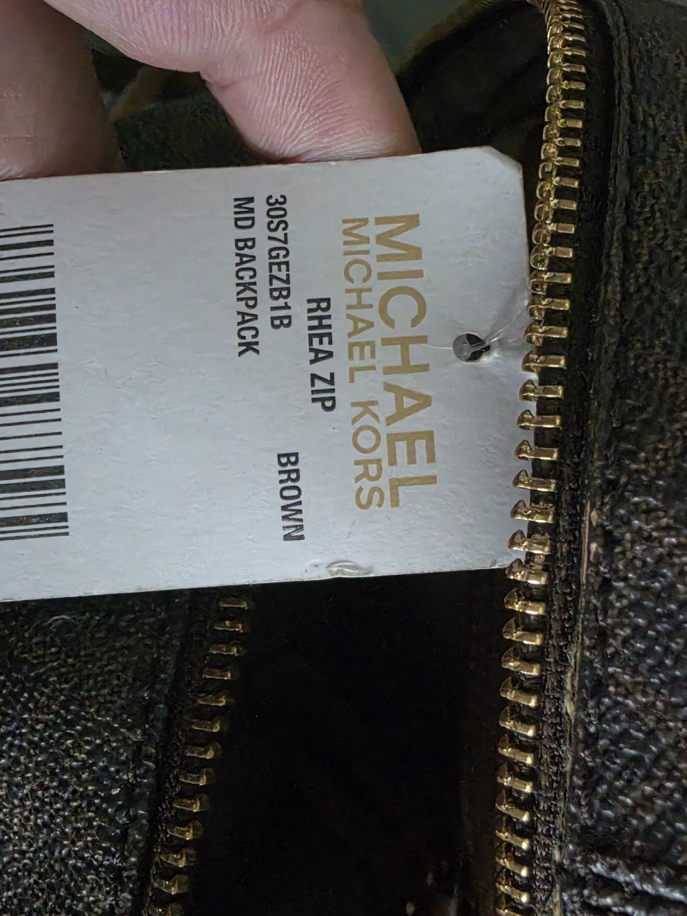 Michael Kors Brown Logo-Print Backpack with Gold Hardware - Picture 5 of 10